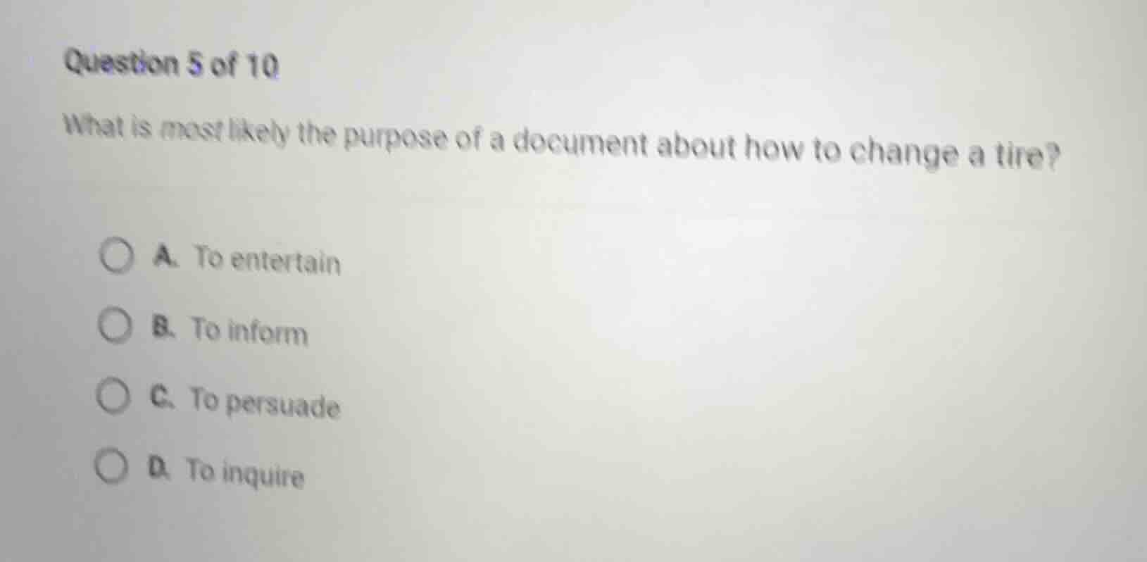 question 5 of 10 what is most likely the purpose of a document about ho…