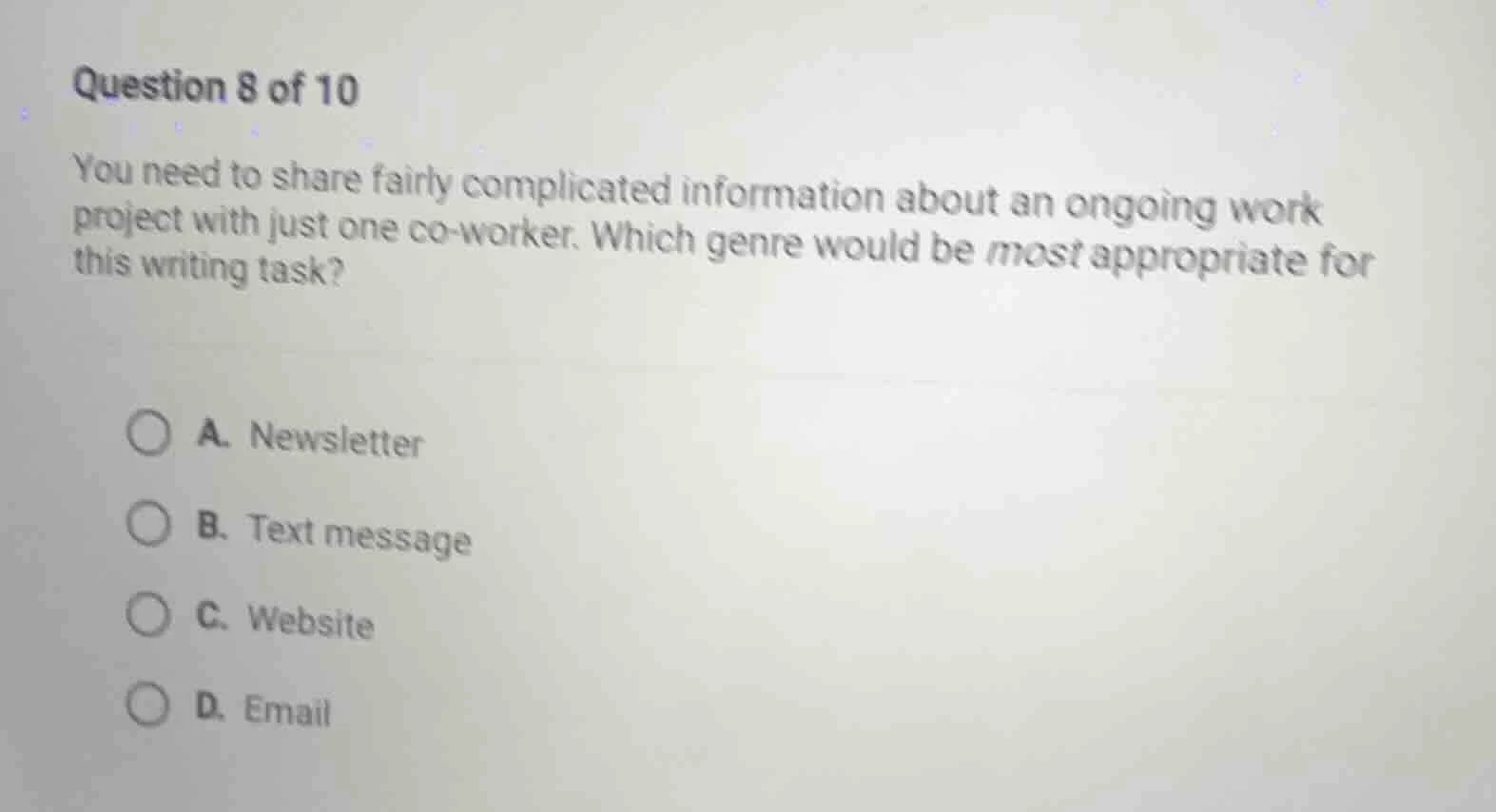 question 8 of 10 you need to share fairly complicated information about…