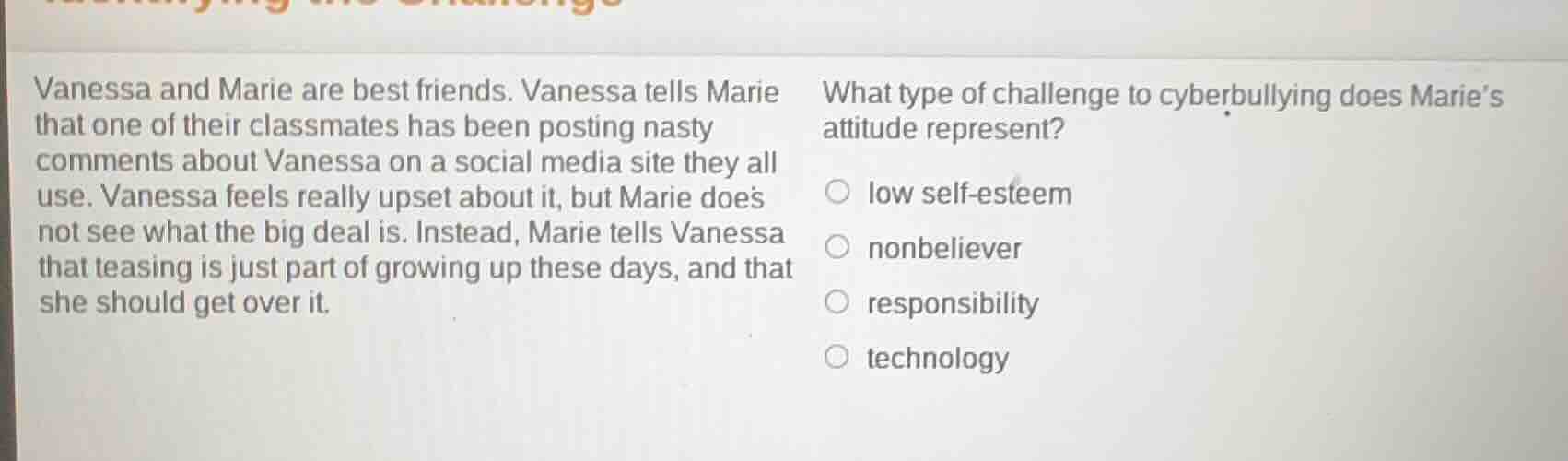 vanessa and marie are best friends. vanessa tells marie that one of the…