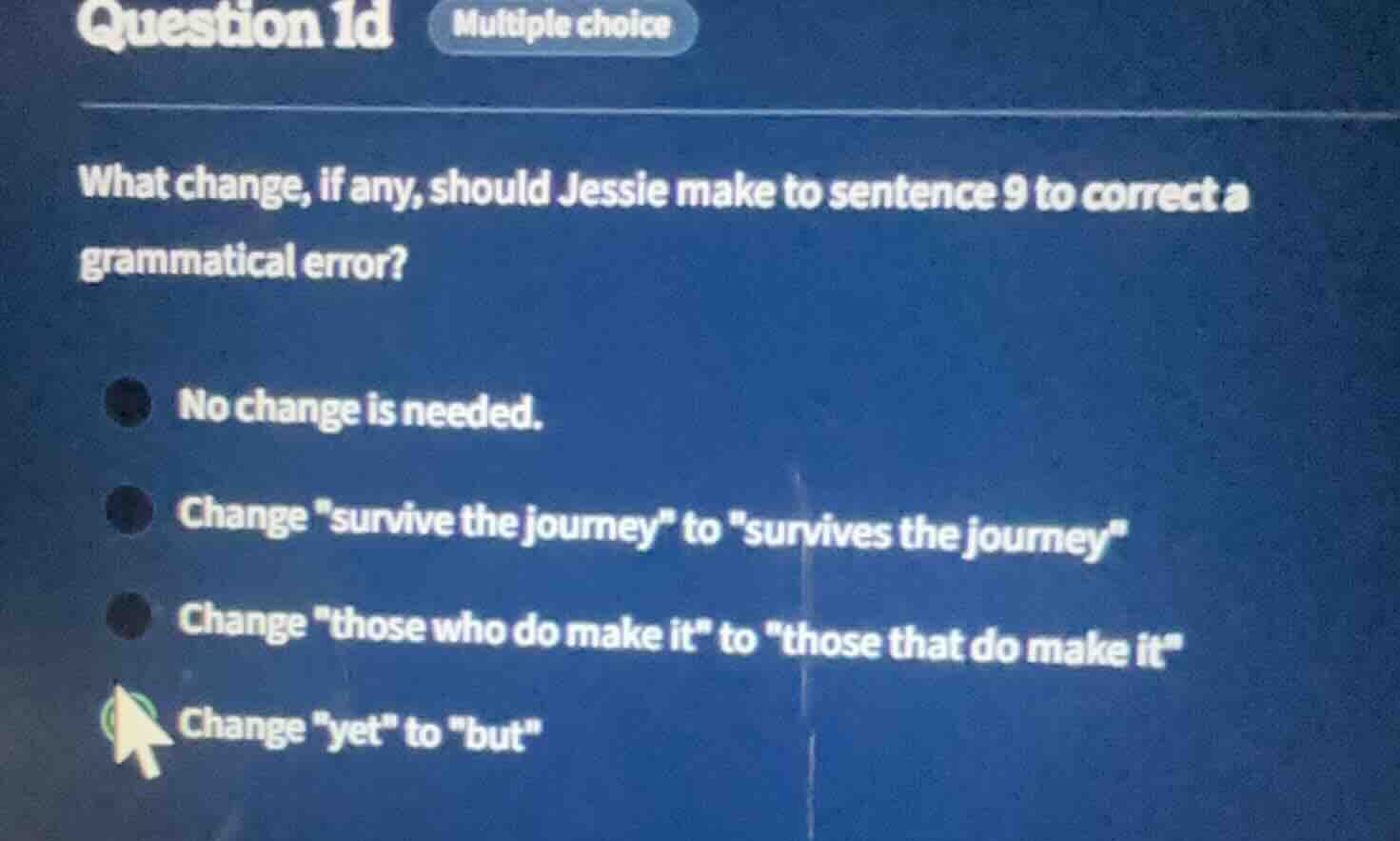 question 1d multiple choice what change, if any, should jessie make to …