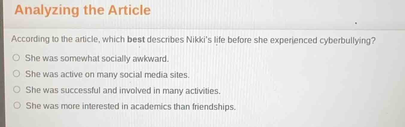 analyzing the article according to the article, which best describes ni…