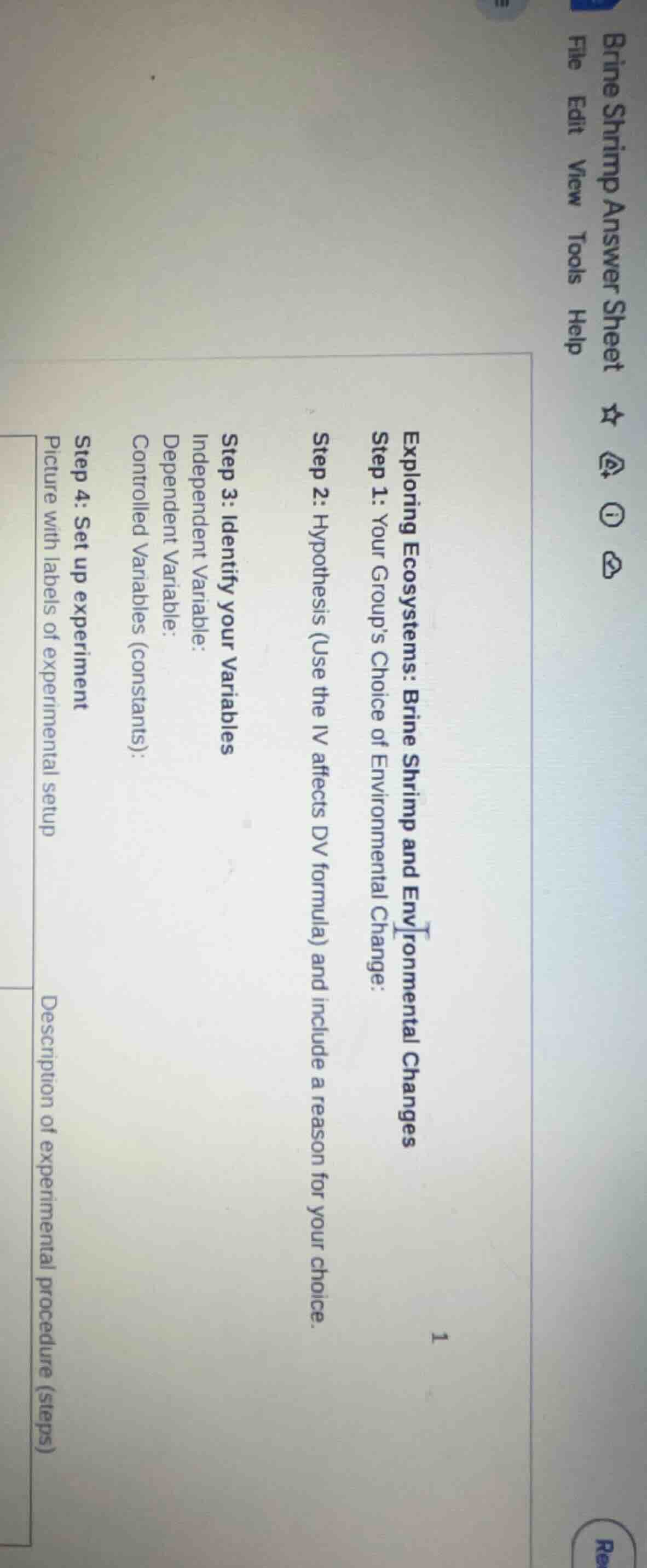 exploring ecosystems: brine shrimp and environmental changes step 1: yo…