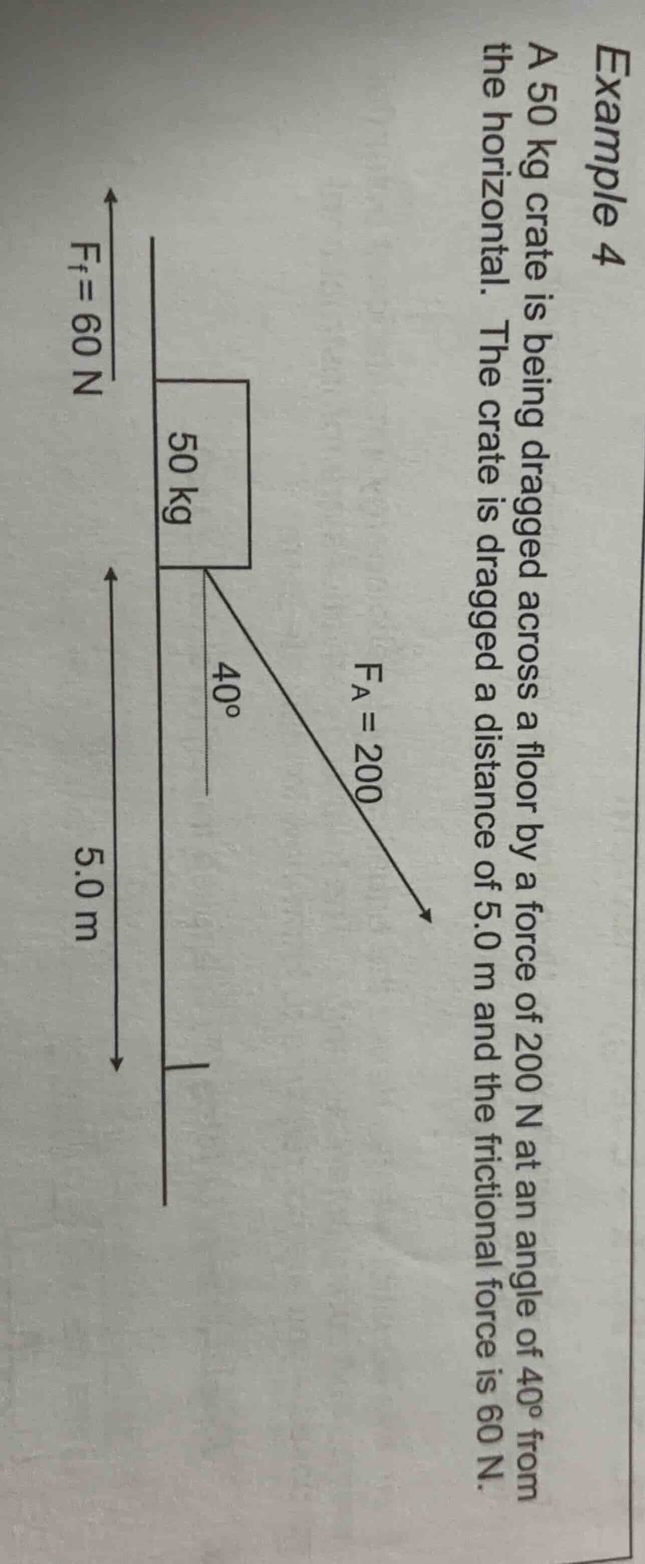 example 4 a 50 kg crate is being dragged across a floor by a force of 2…