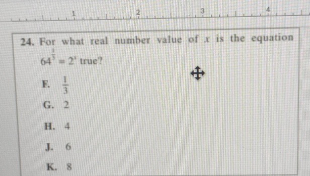 24. for what real number value of x is the equation $64^{\\frac{1}{3}} …