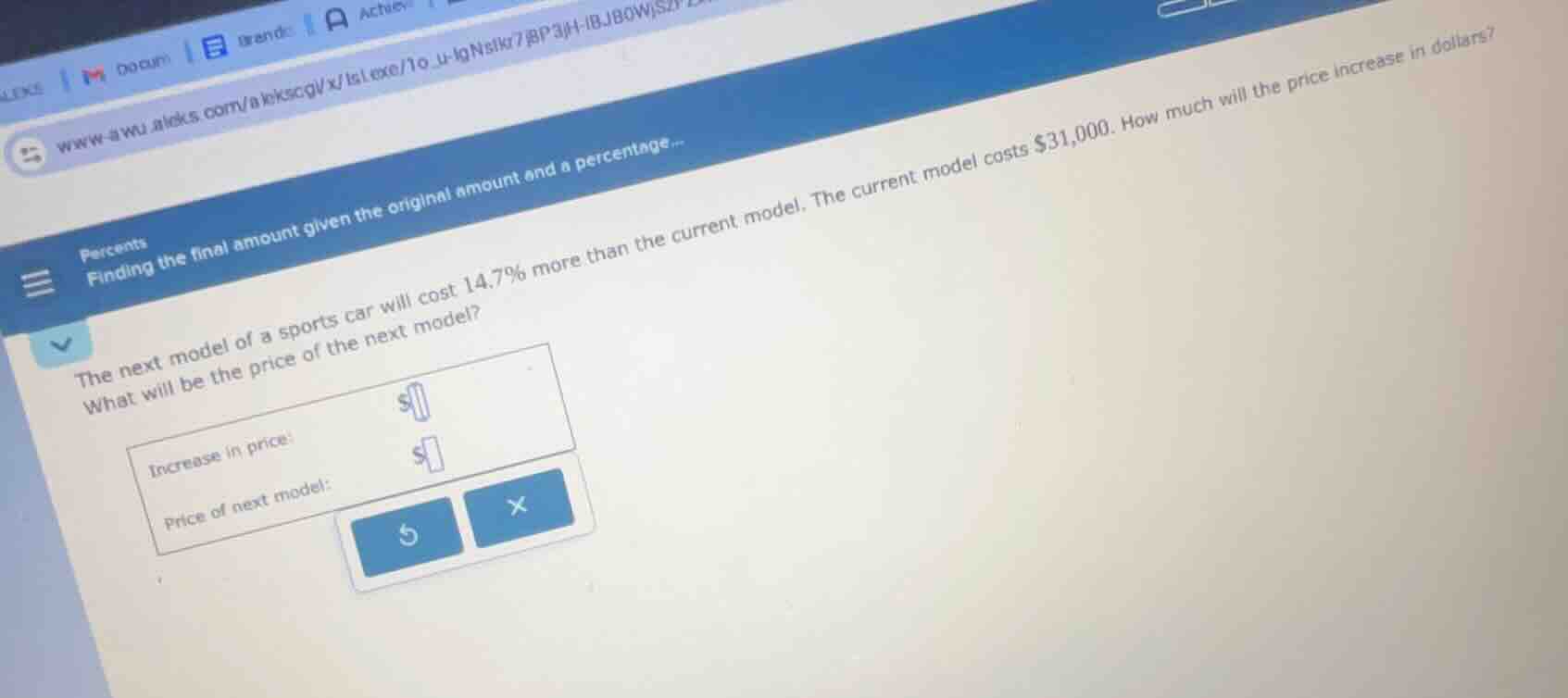 percents finding the final amount given the original amount and a perce…