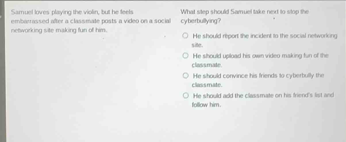 samuel loves playing the violin, but he feels embarrassed after a class…