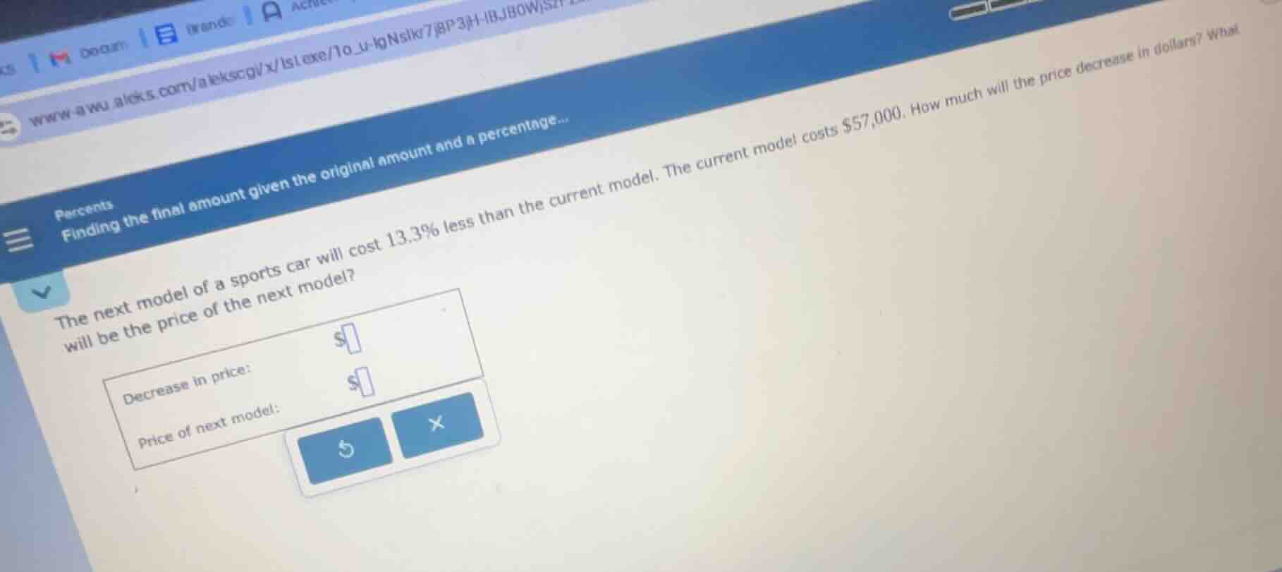 percents finding the final amount given the original amount and a perce…