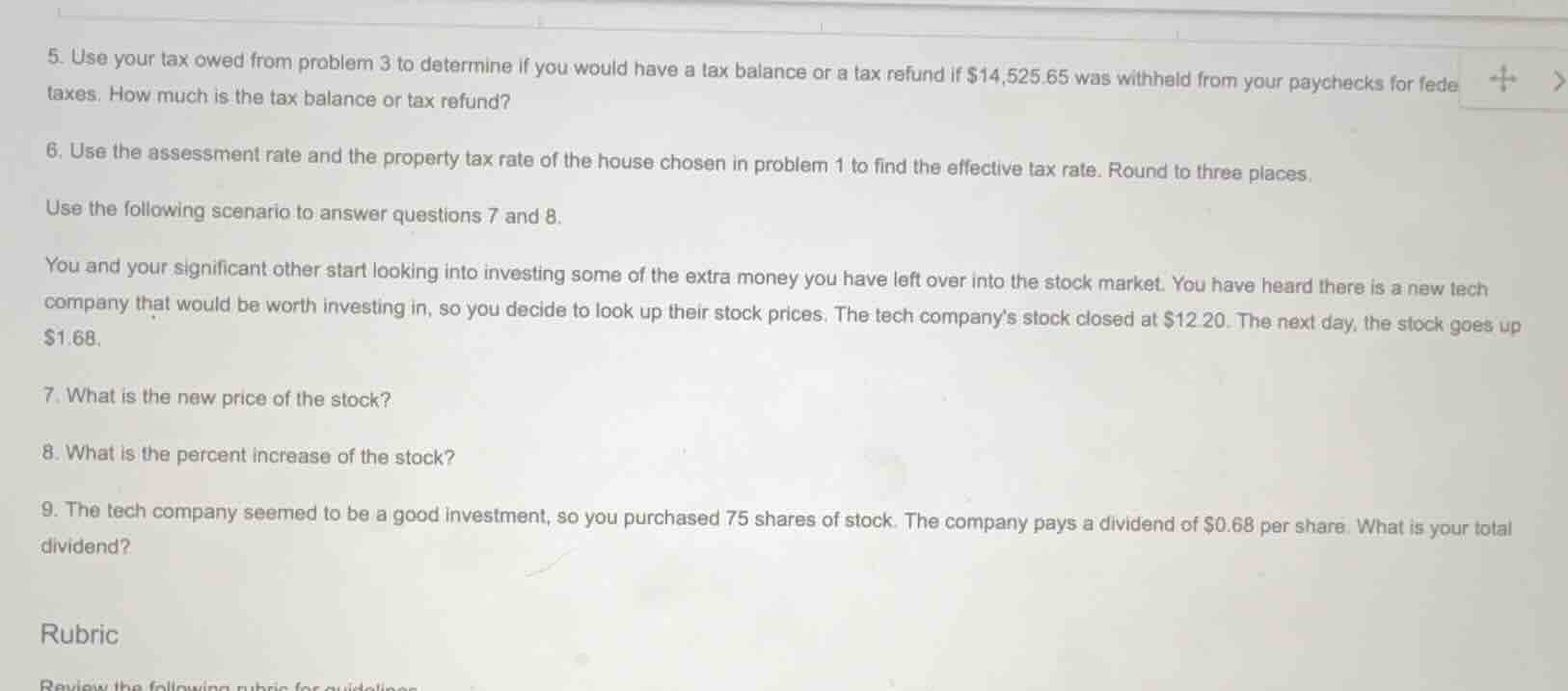 5. use your tax owed from problem 3 to determine if you would have a ta…