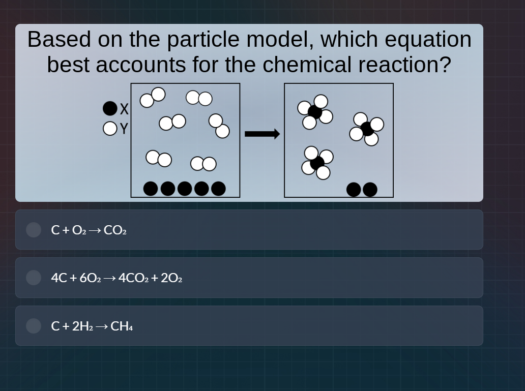based on the particle model, which equation best accounts for the chemi…