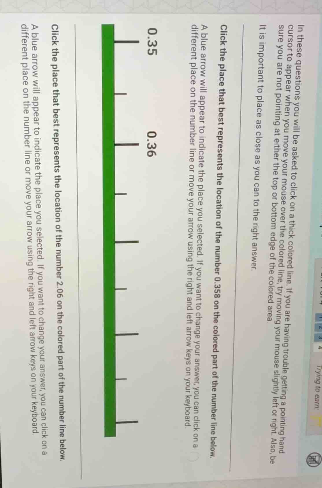 in these questions you will be asked to click on a thick colored line. …
