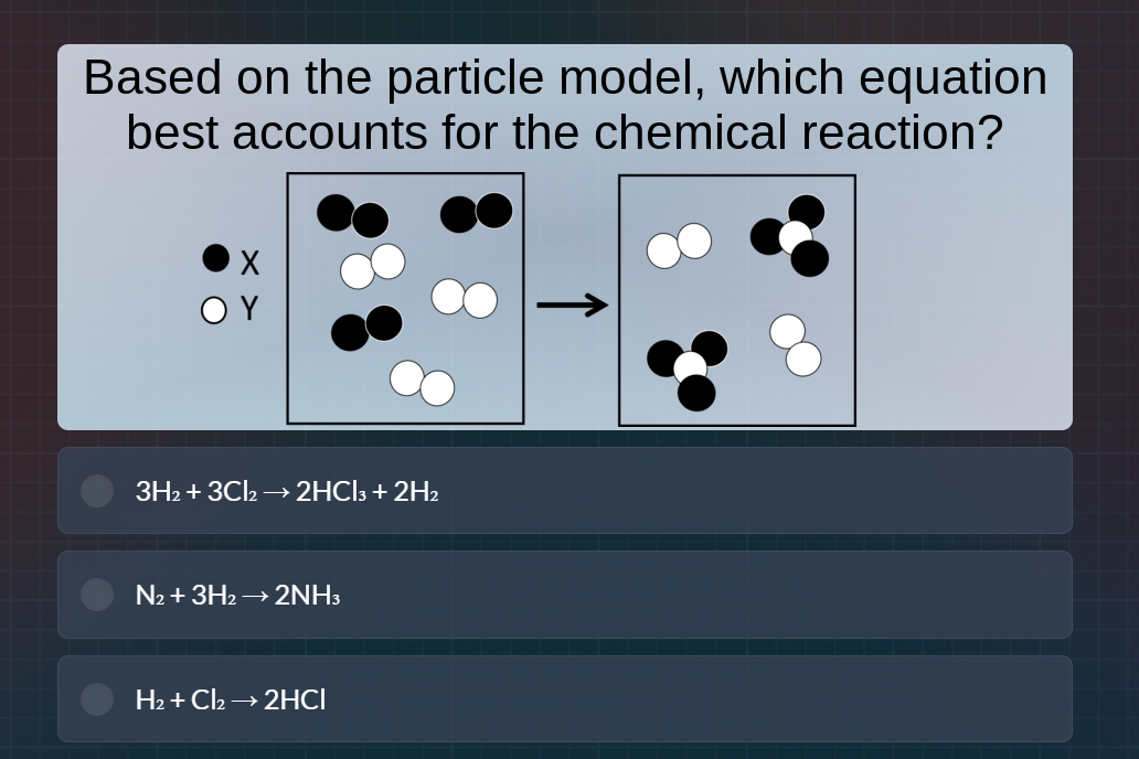 based on the particle model, which equation best accounts for the chemi…