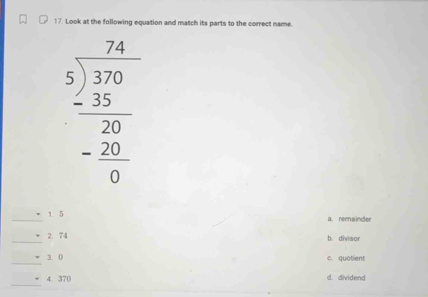 17. look at the following equation and match its parts to the correct n…