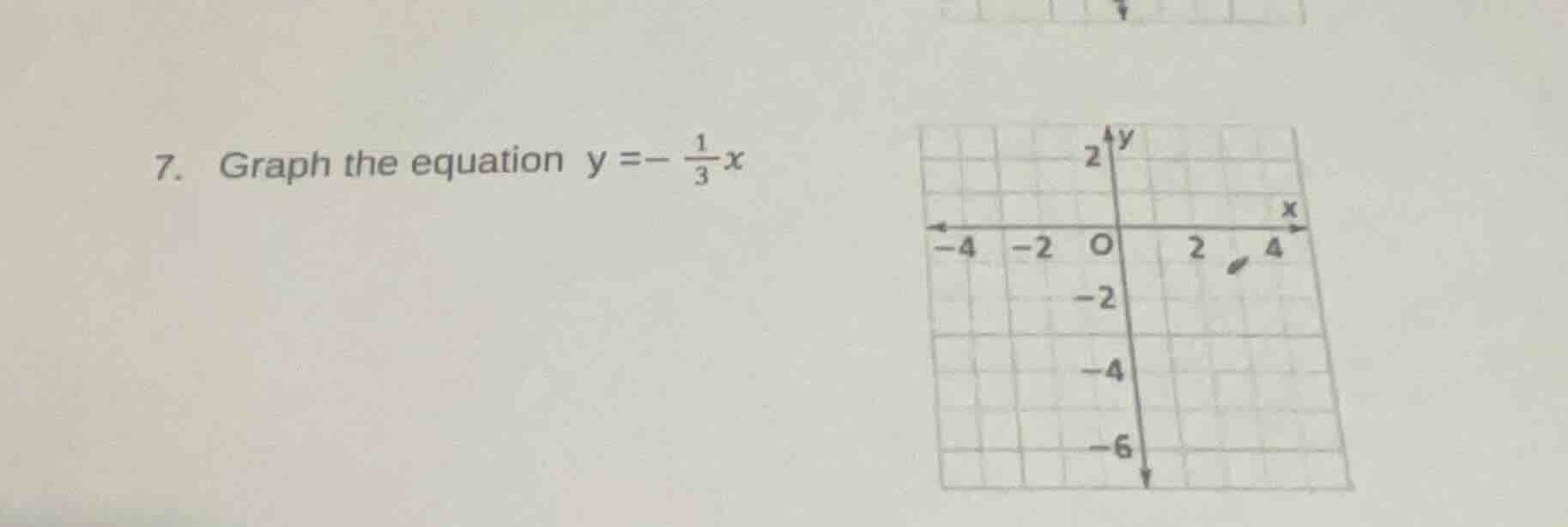 7. graph the equation $y = -\\frac{1}{3}x$