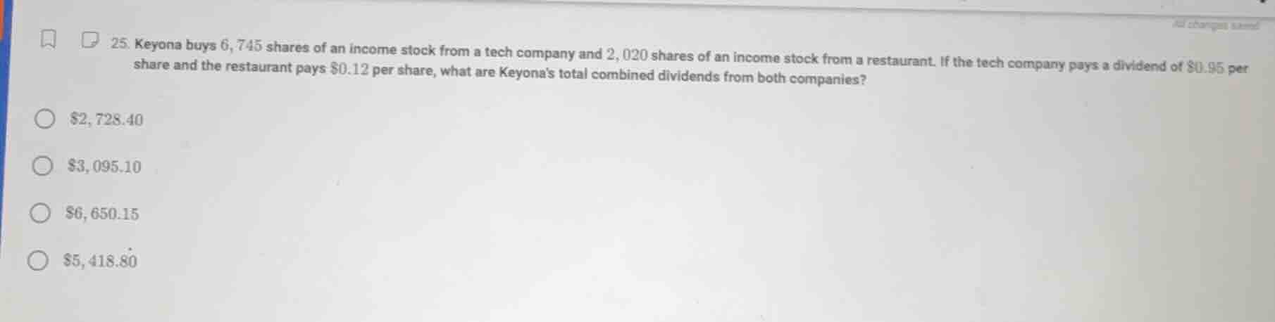 25. keyona buys 6,745 shares of an income stock from a tech company and…