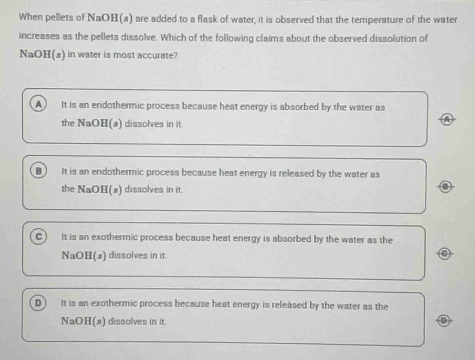 when pellets of naoh(s) are added to a flask of water, it is observed t…