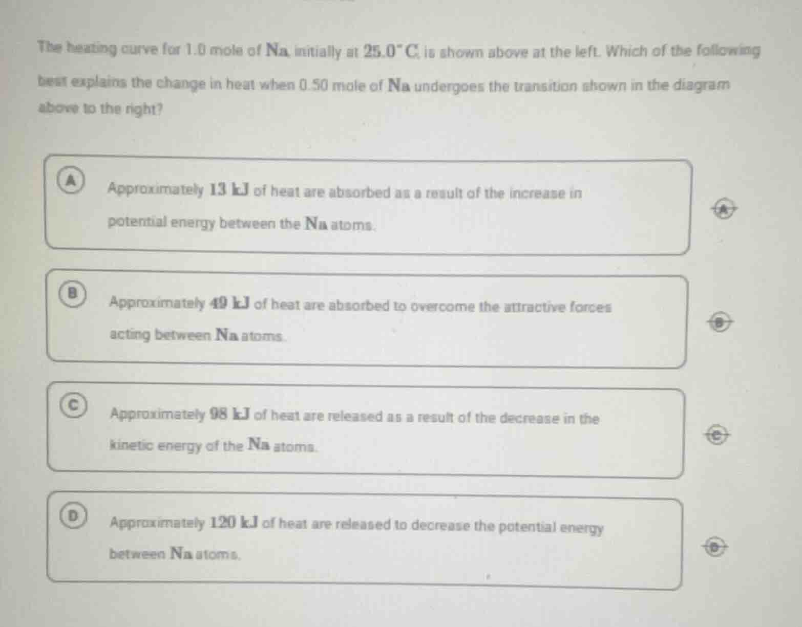 the heating curve for 1.0 mole of na initially at 25.0°c is shown above…