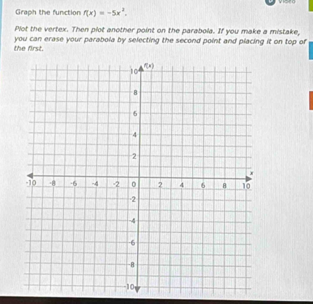 graph the function $f(x) = -5x^2$. plot the vertex. then plot another p…