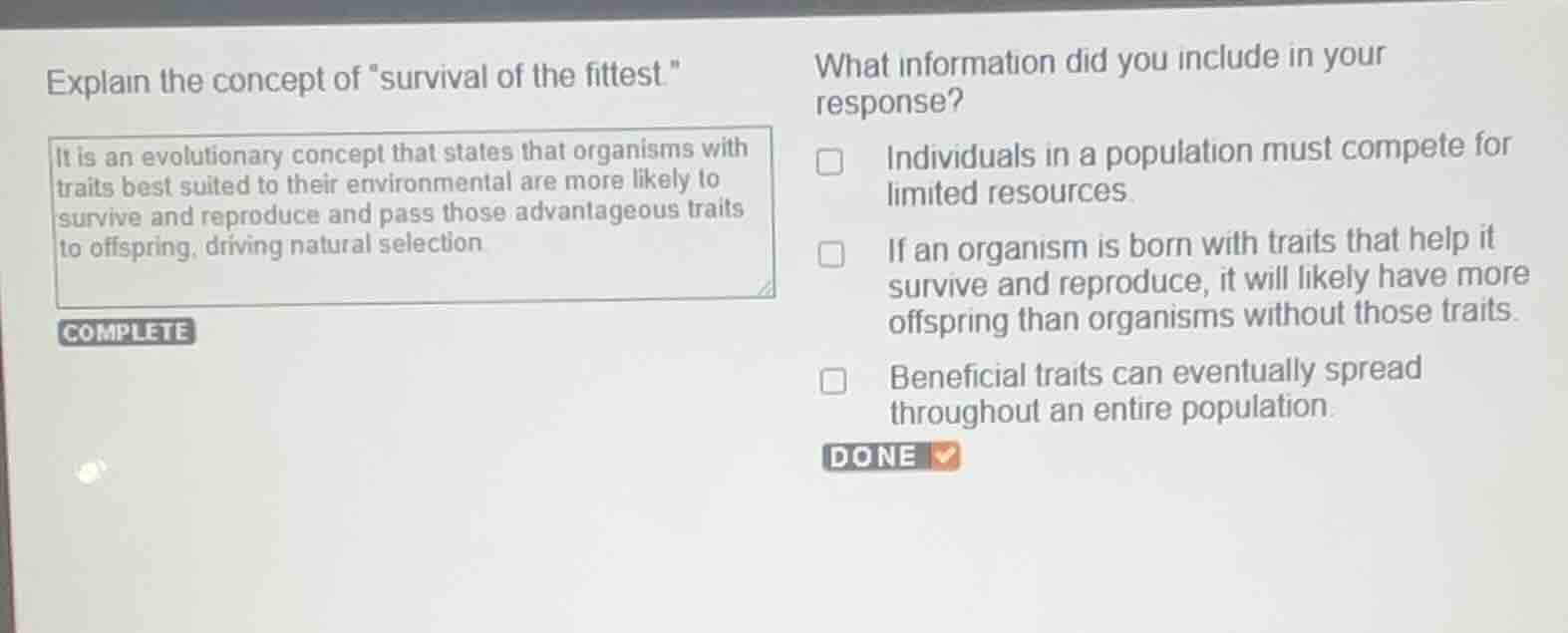 explain the concept of \survival of the fittest.\ it is an evolutionary…