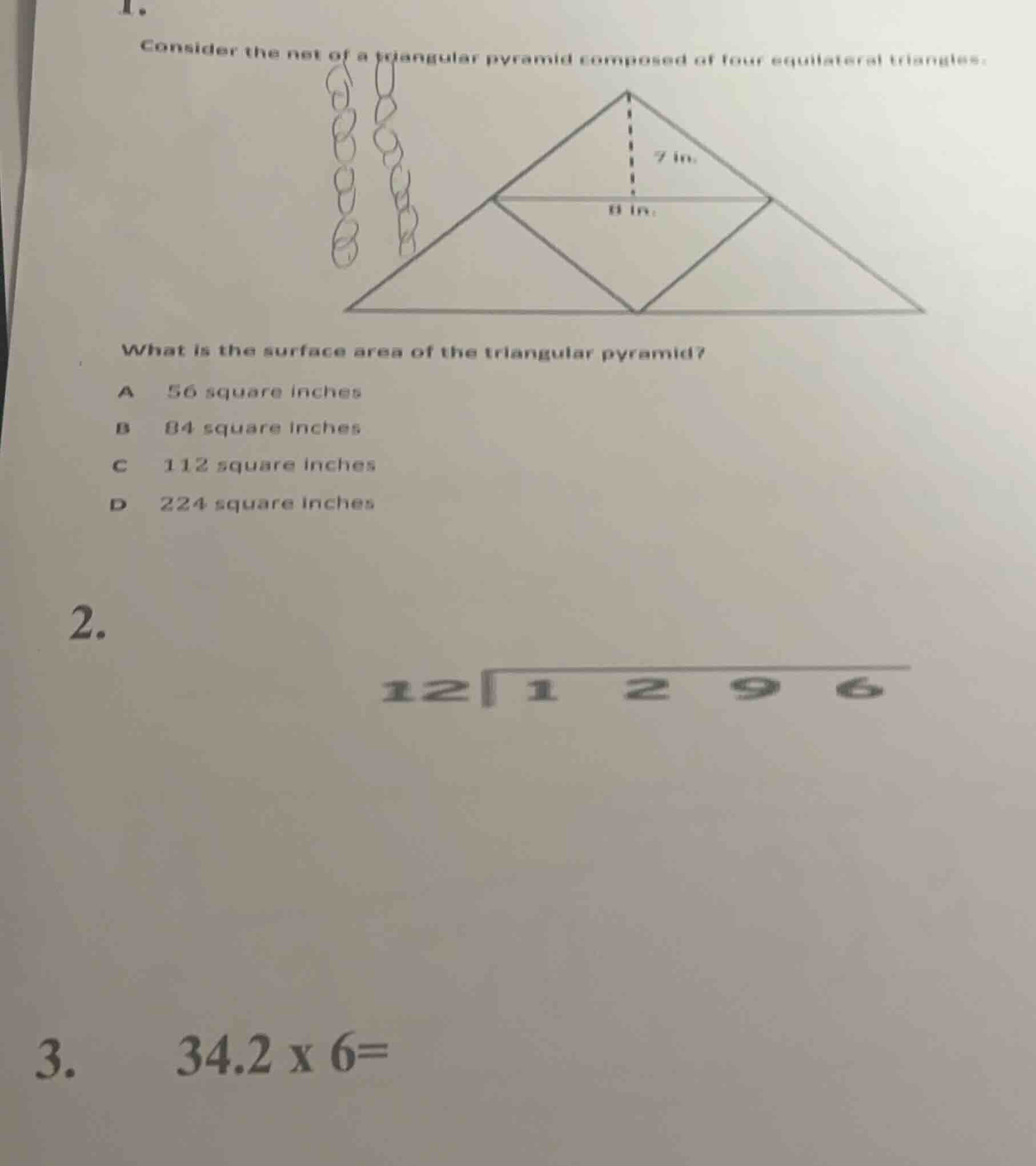 1. consider the net of a triangular pyramid composed of four equilatera…