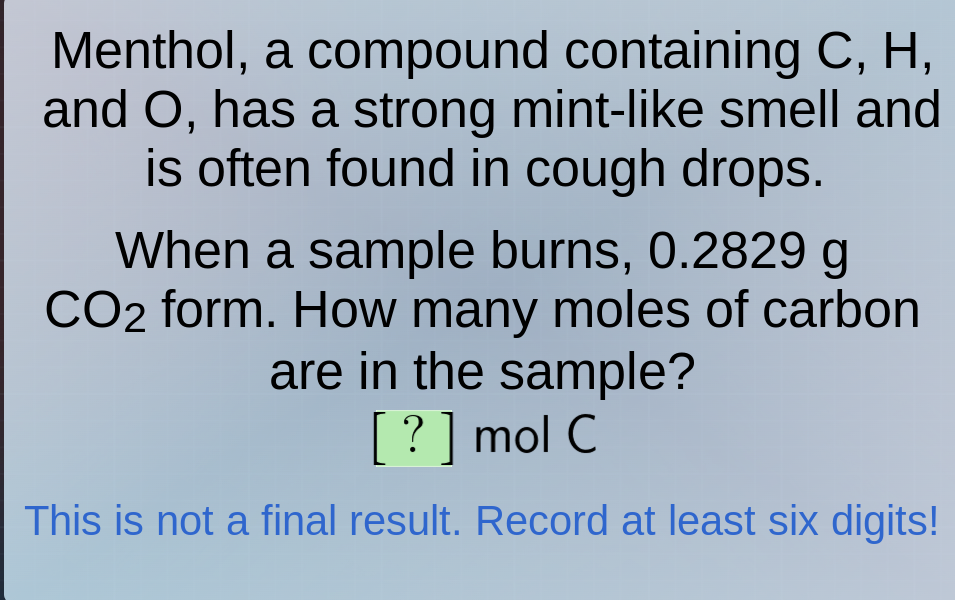 menthol, a compound containing c, h, and o, has a strong mint - like sm…