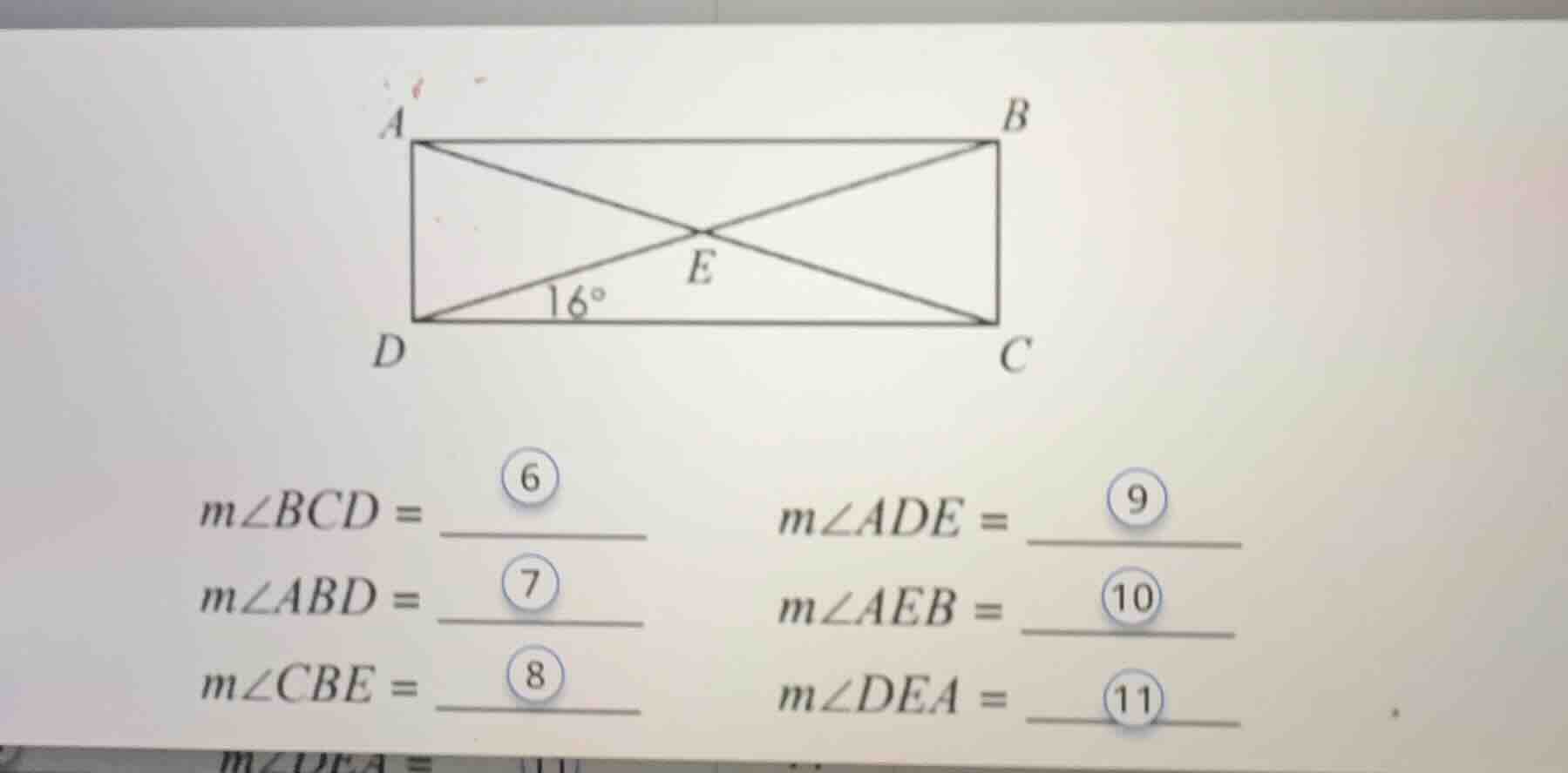m∠bcd = m∠ade = m∠abd = m∠aeb = m∠cbe = m∠dea =