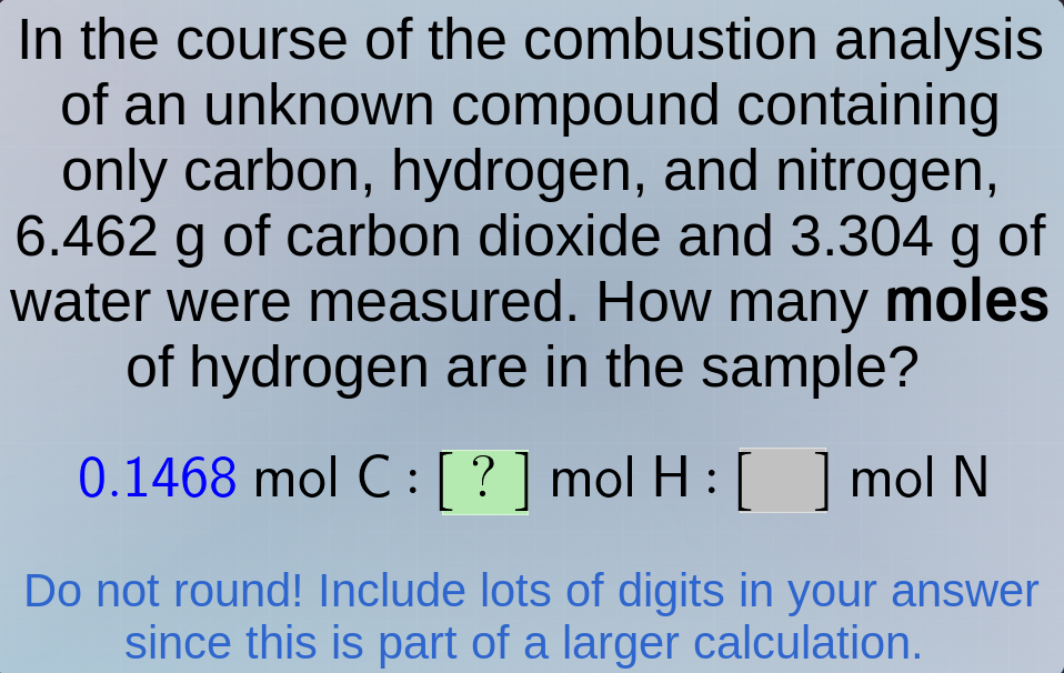 in the course of the combustion analysis of an unknown compound contain…