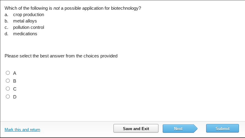 which of the following is not a possible application for biotechnology?…
