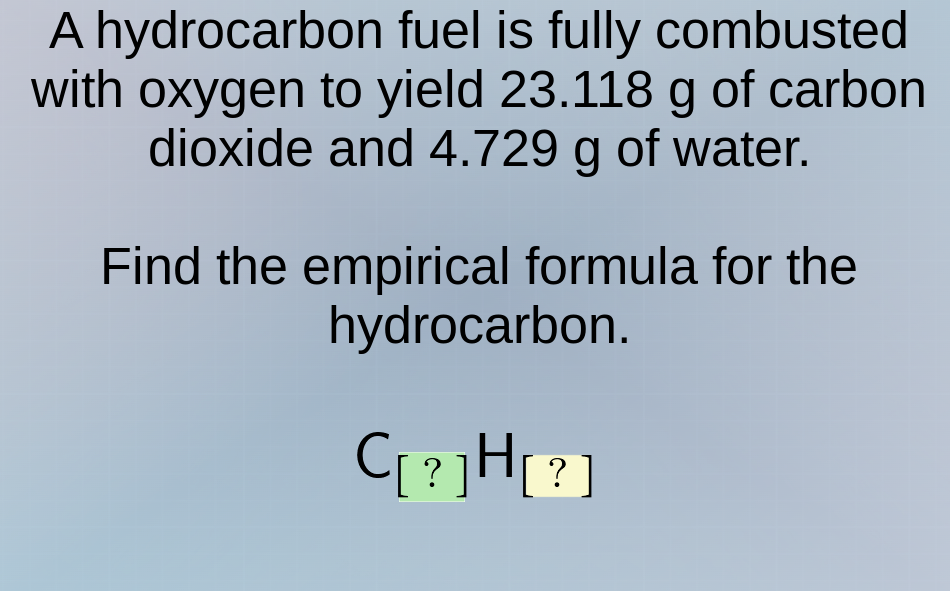 a hydrocarbon fuel is fully combusted with oxygen to yield 23.118 g of …