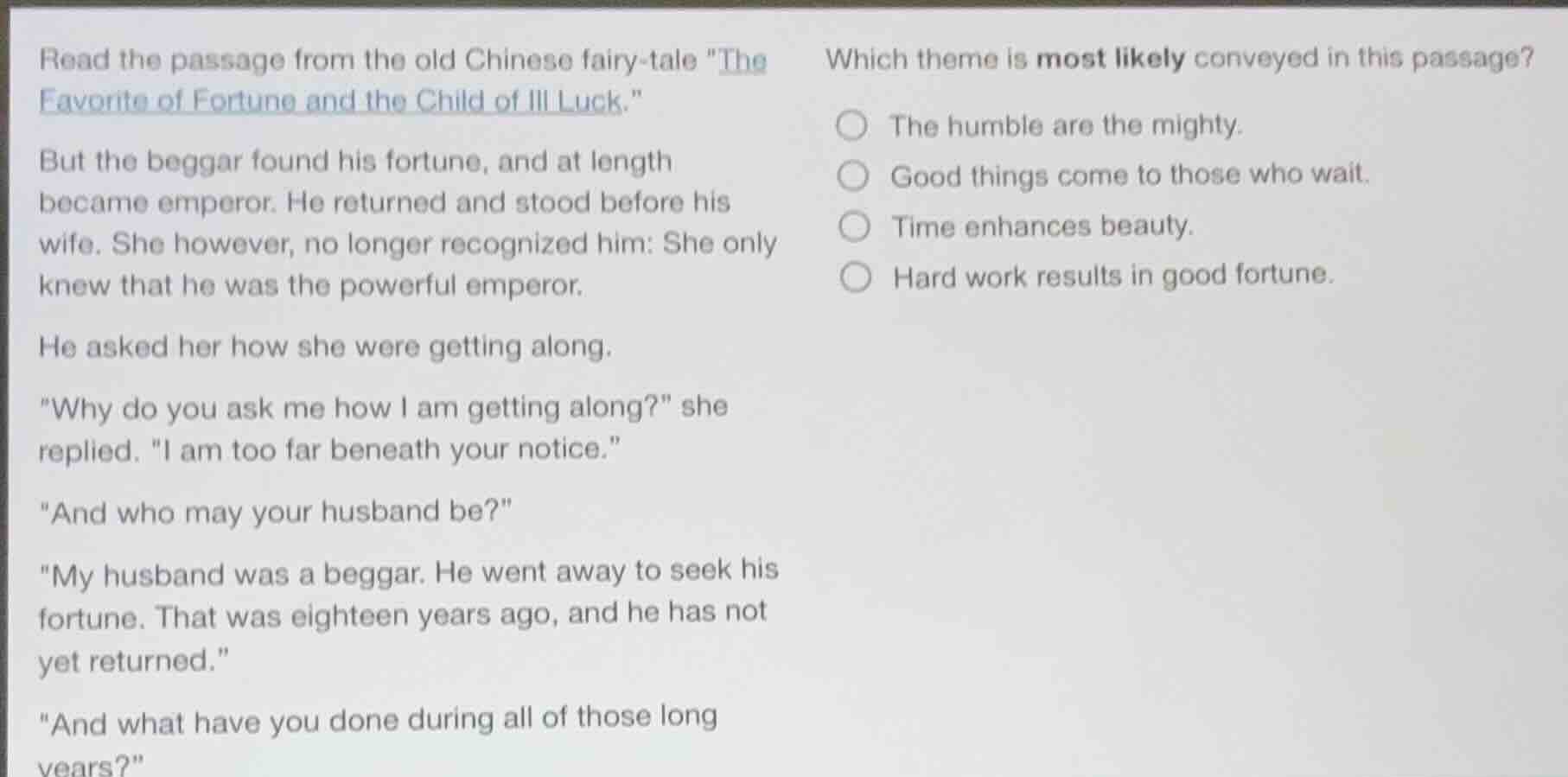 read the passage from the old chinese fairy - tale \the favorite of for…