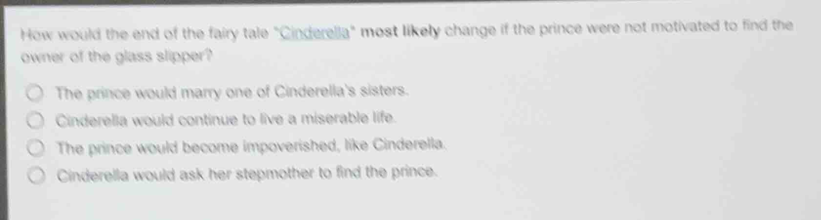 how would the end of the fairy tale \cinderella\ most likely change if …