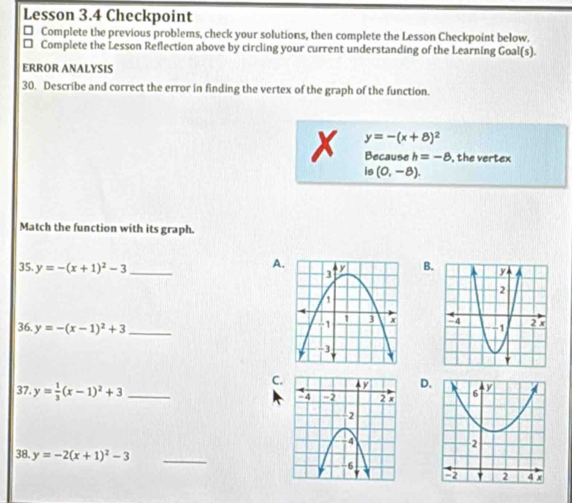 lesson 3.4 checkpoint complete the previous problems, check your soluti…
