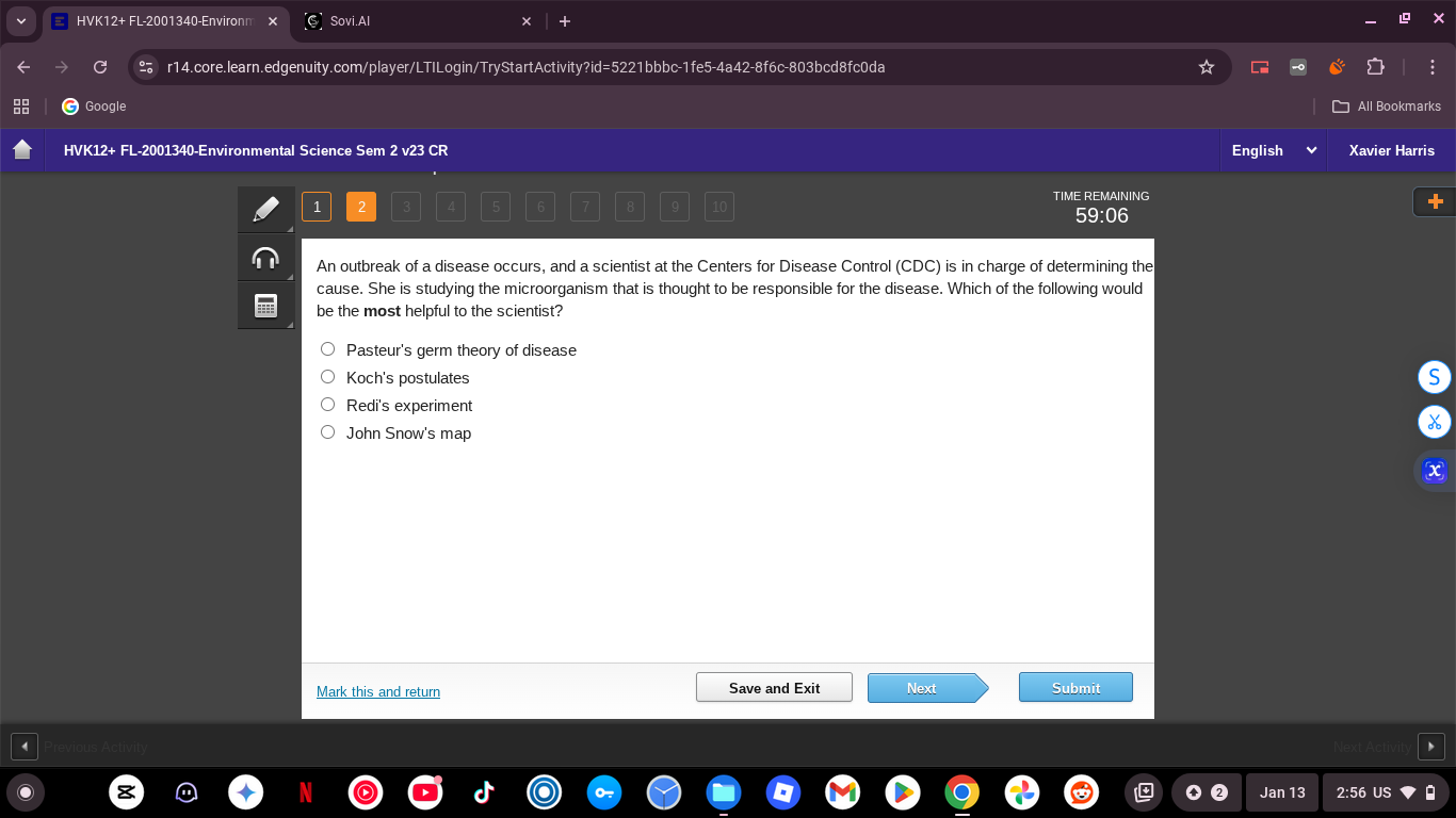 an outbreak of a disease occurs, and a scientist at the centers for dis…