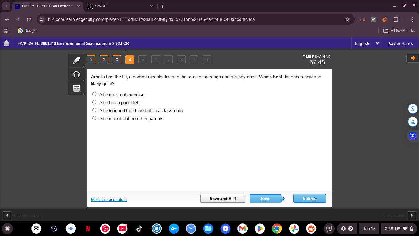 amalia has the flu, a communicable disease that causes a cough and a ru…