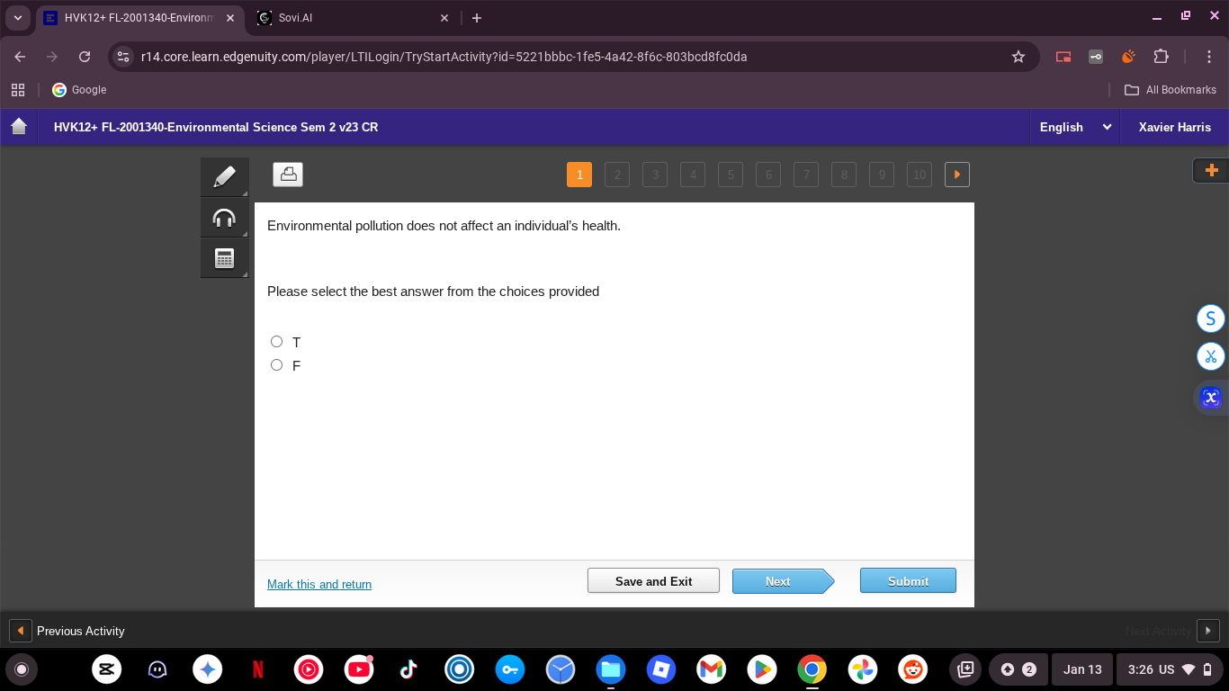 environmental pollution does not affect an individuals health. please s…