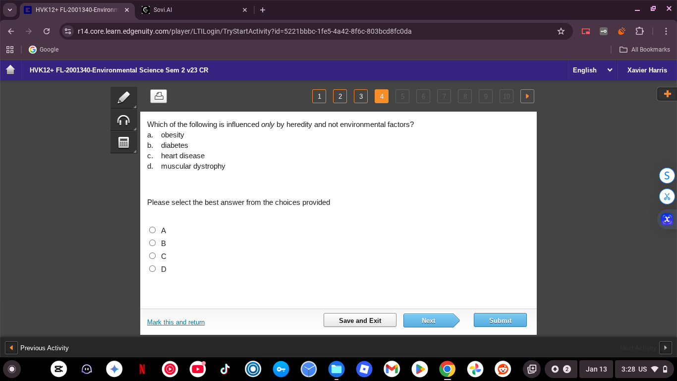 which of the following is influenced only by heredity and not environme…