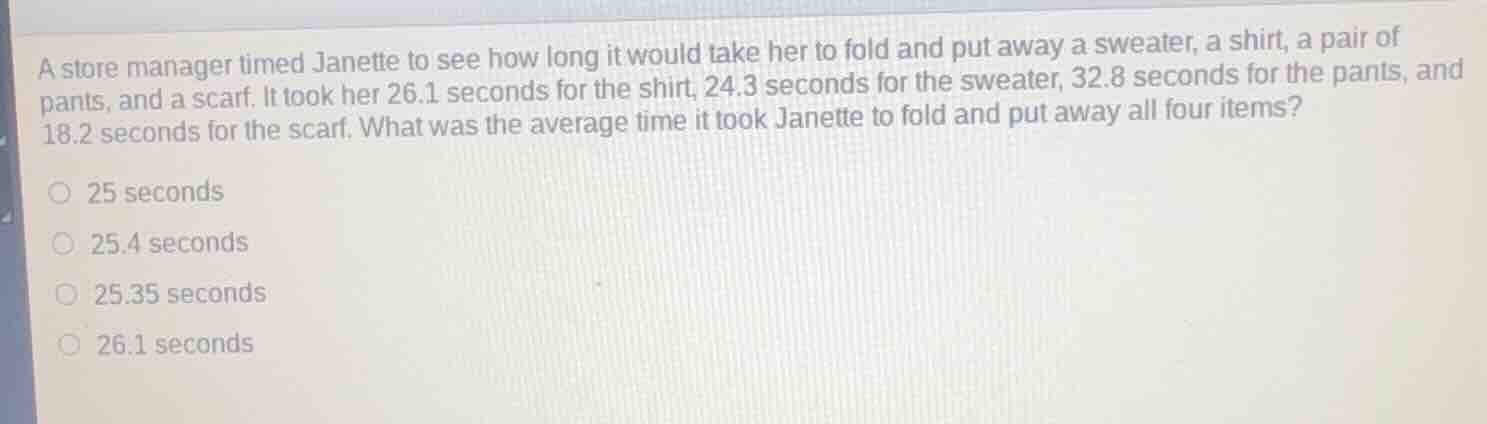 a store manager timed janette to see how long it would take her to fold…