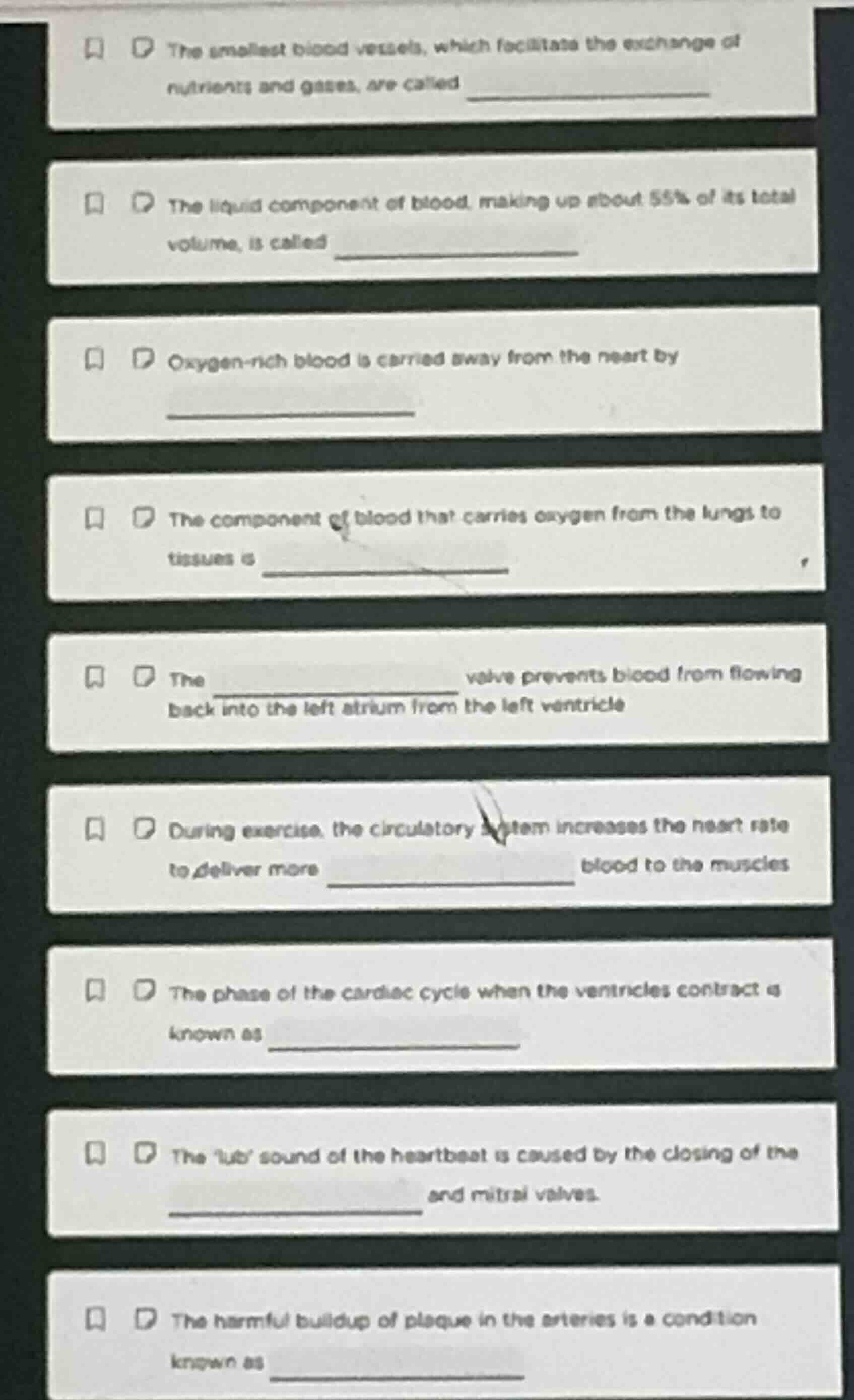 the smallest blood vessels, which facilitate the exchange of nutrients …