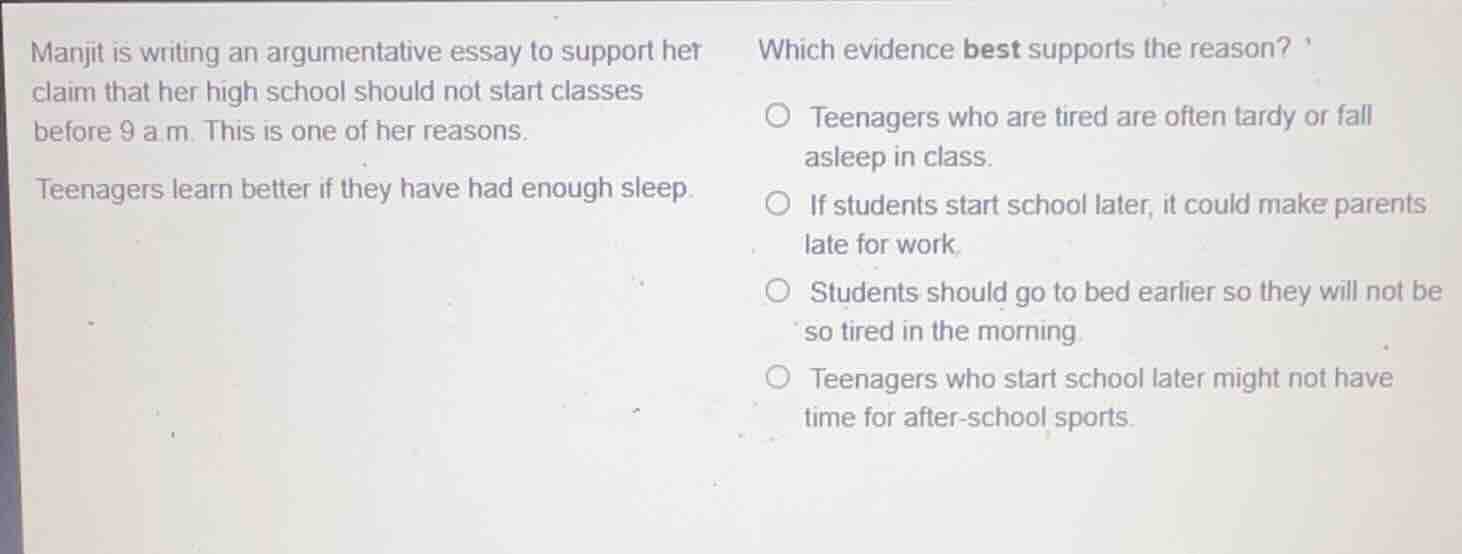 manjit is writing an argumentative essay to support her claim that her …