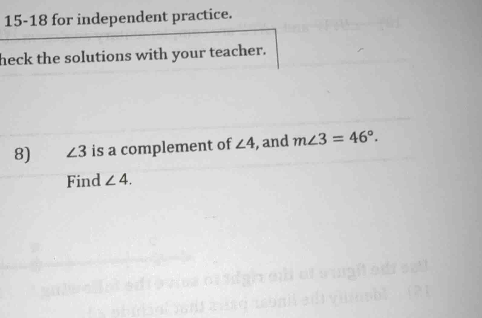 15-18 for independent practice. heck the solutions with your teacher. 8…