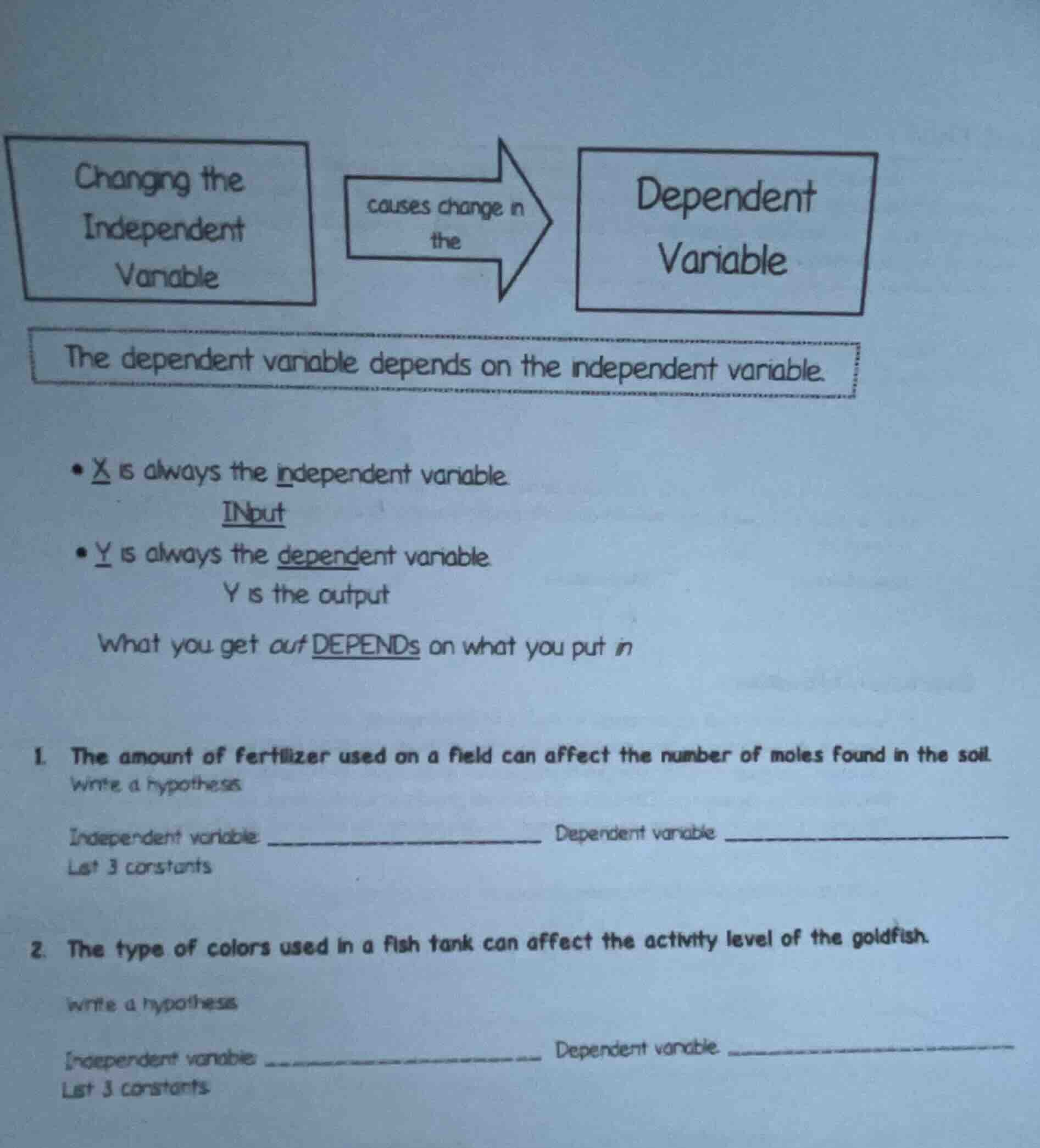 changing the independent variable causes change in the dependent variab…