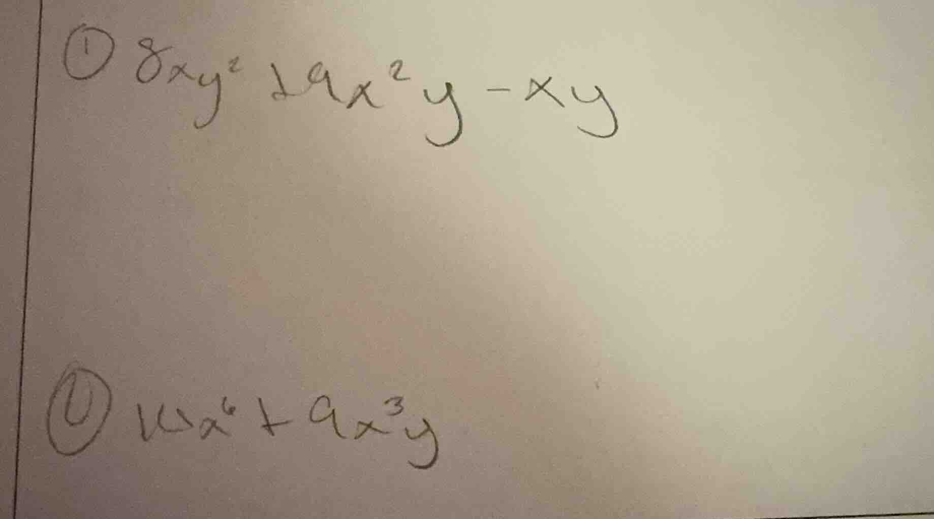 ① $8xy^{2}+9x^{2}y - xy$ ① $15x^{6}+ax^{3}y$