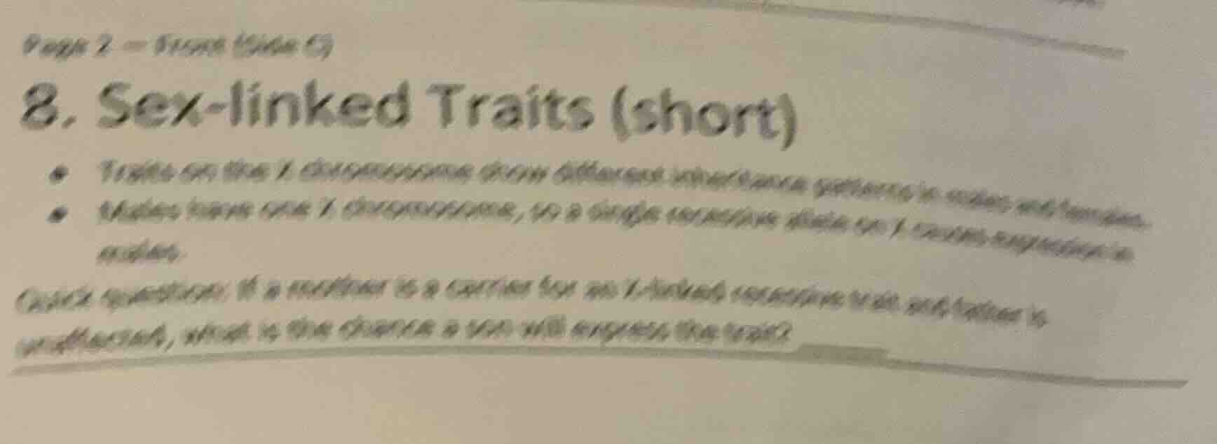 page 2 - front (side 6) 8. sex - linked traits (short) - traits on the …