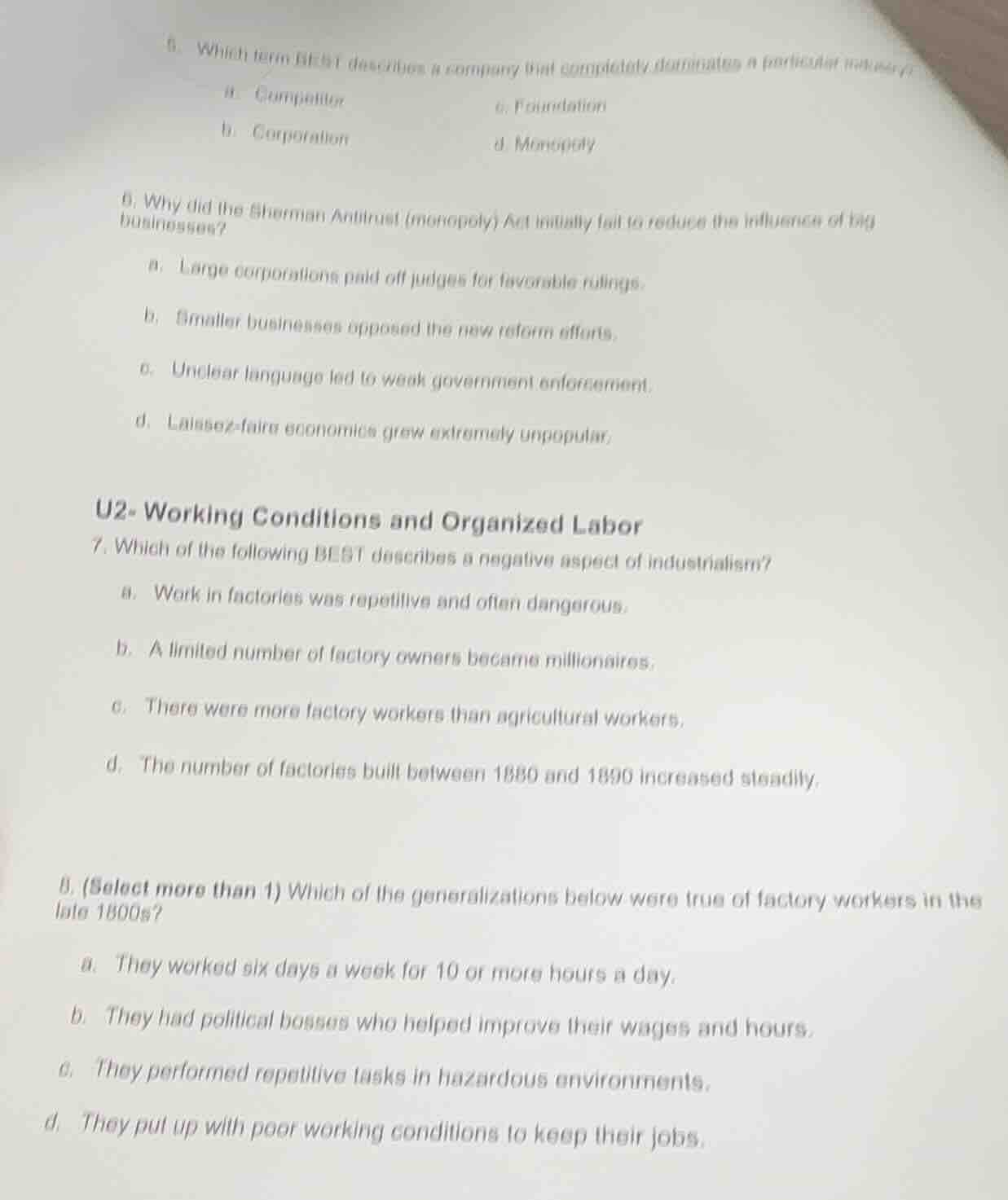 5. which term best describes a company that completely dominates a part…