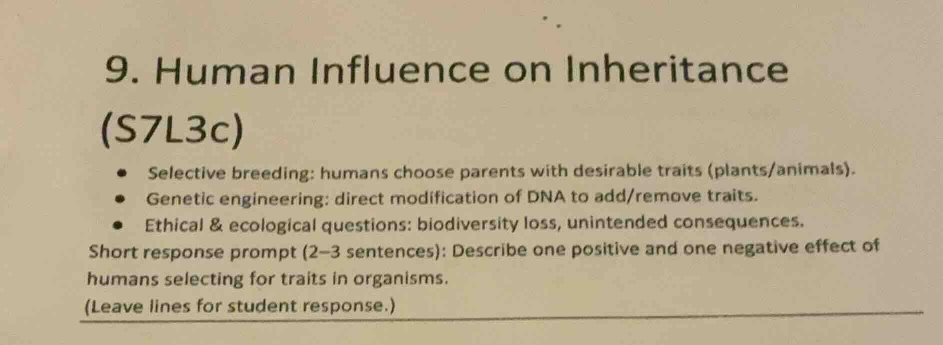 9. human influence on inheritance (s7l3c) - selective breeding: humans …