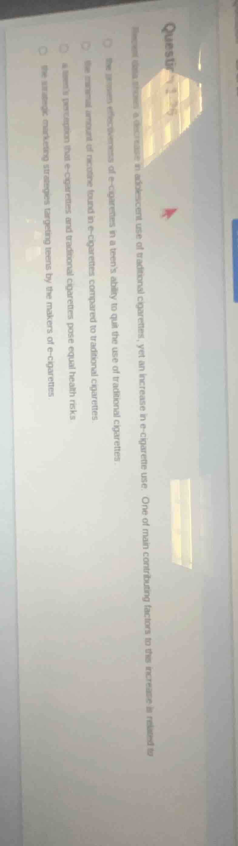 question 1.29 research shows a decrease in adolescent use of traditiona…