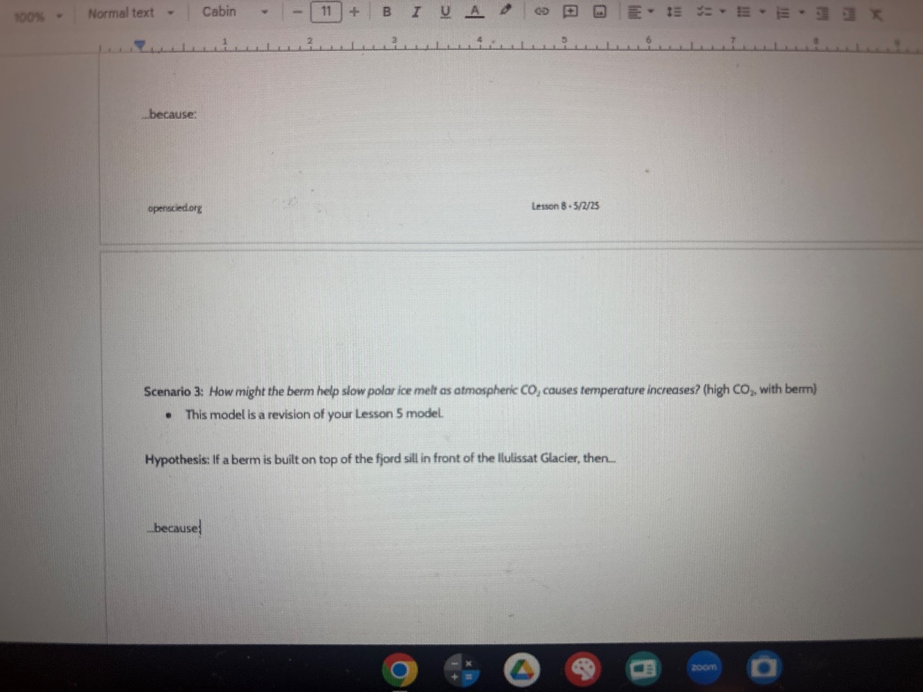 ..because: openscied.org lesson 8 - 5/2/25 scenario 3: how might the be…