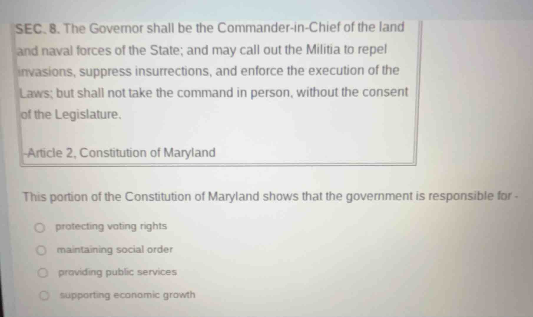 sec. 8. the governor shall be the commander-in-chief of the land and na…