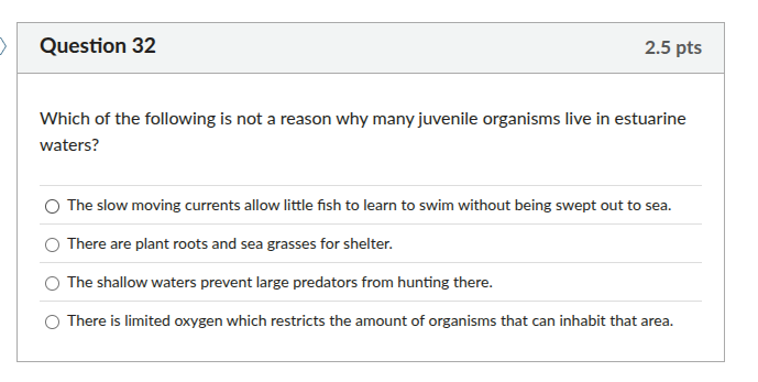 question 32 2.5 pts which of the following is not a reason why many juv…