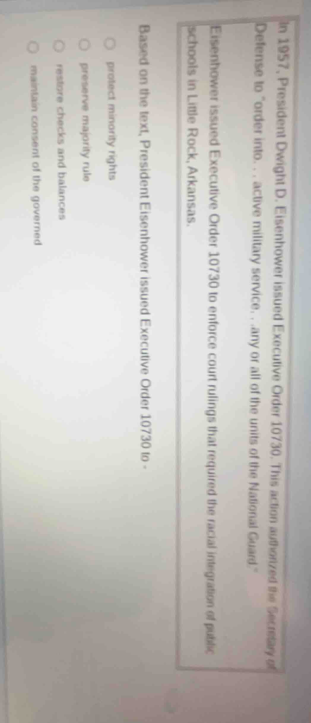 in 1957, president dwight d. eisenhower issued executive order 10730. t…