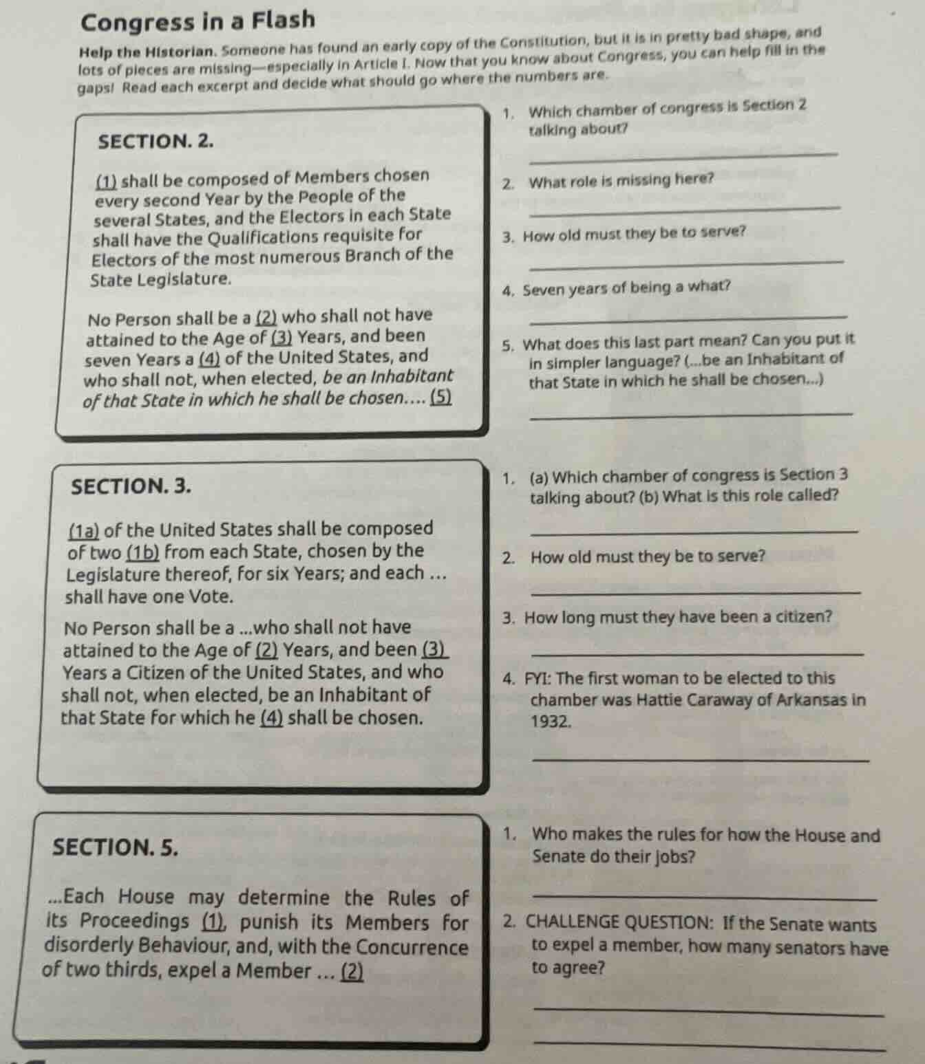 congress in a flash help the historian. someone has found an early copy…